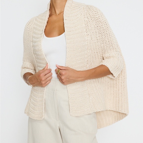 Brochu Walker Fida Handknit Shrug Cream Knit Women's Cardigan in Almond - Picture 8 of 15